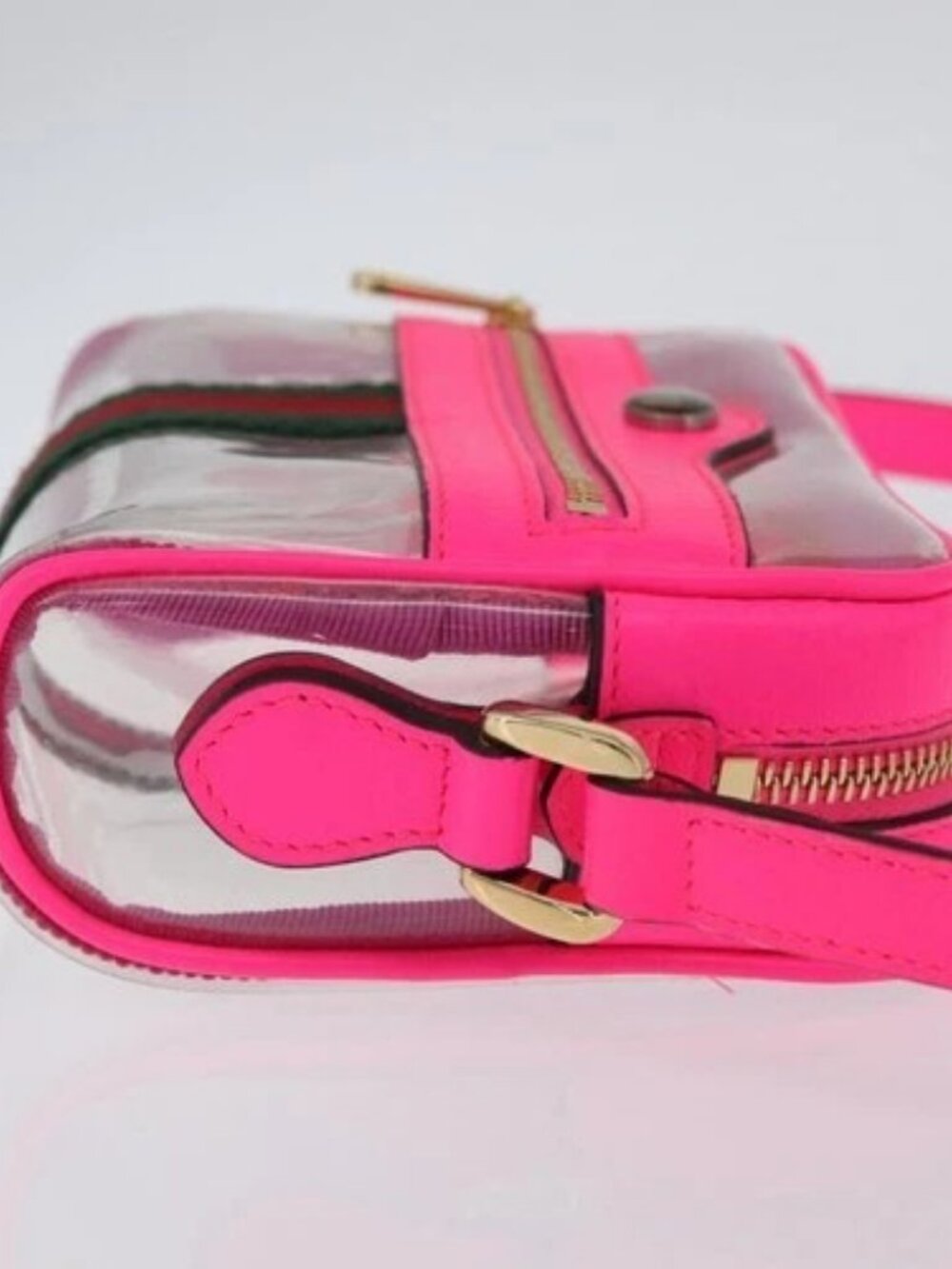 GUCCI Web Sherry Line Shoulder Bag Vinyl Clear Pink 517350 Auth YKZ583A - Picture 3 of 16